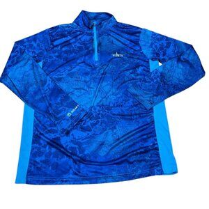 Habit Fishing Pullover Blue 1/4 Zip Mock Solar Factor Stretch Men's L